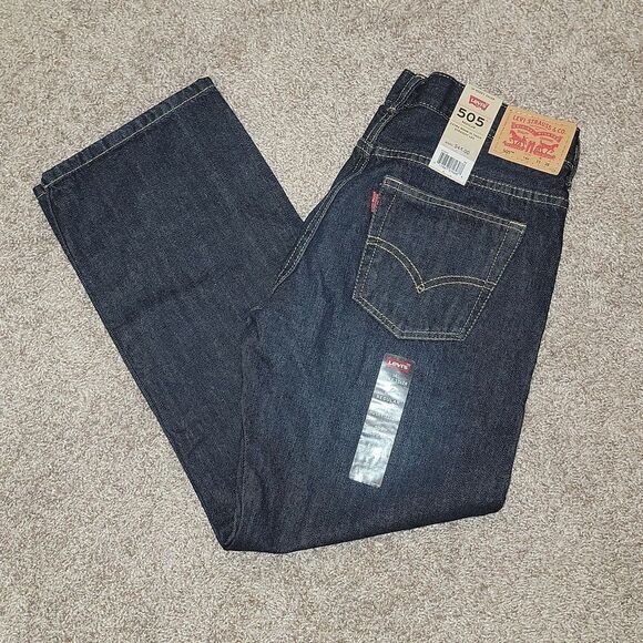 Levi's 505 Regular Dark Wash Denim Jeans Size 14 Husky / 33 x 28 NWT - Picture 1 of 5